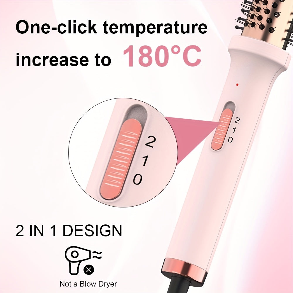 Professional 3-in-1 Hair Straightener, Curling Iron & Round Brush with Temperature Control & Heat Protection, 220-240V, EU Plug, Suitable for Dry Hair, Women'S Holiday Gift
