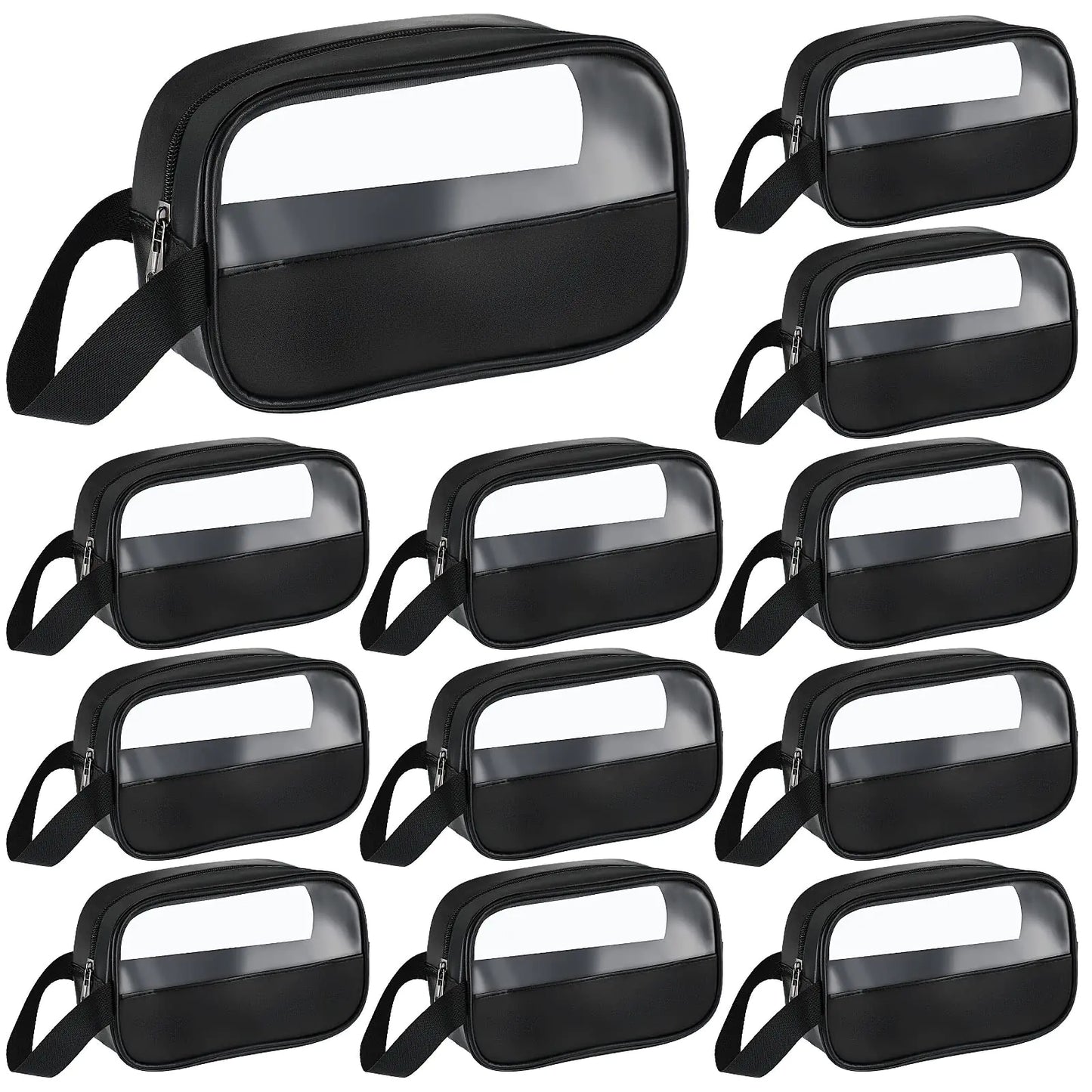 12 Pieces Toiletry Bag for Women Men Travel Toiletry Bag Translucent Small Makeup Bag Pouch Portable Waterproof Cosmetic Bag Set Make Up Travel Bag Organizer for Accessories Toiletries (Black)