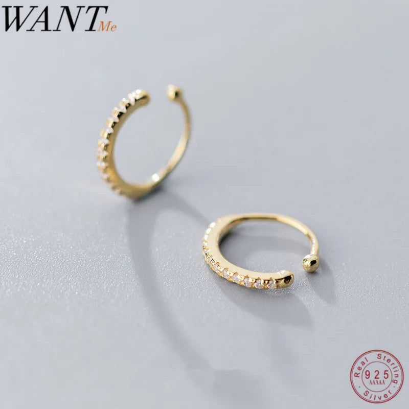 🔥 WANTME Sterling Silver Punk Ear Cuffs – Edgy Elegance Without Piercing!