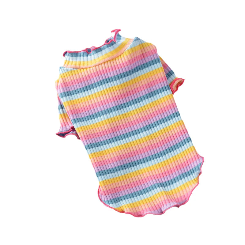 πΎ Colorful Stripe Sphynx Cat Vest Shirt β π± Soft Cotton Pet Clothes for Small Cats, Kittens & Dogs πΆπ½