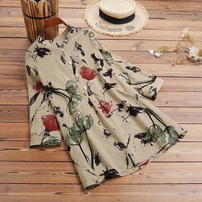 π Bohemian Floral Top β Casual & Elegant | ZANZEA 3/4 Sleeve