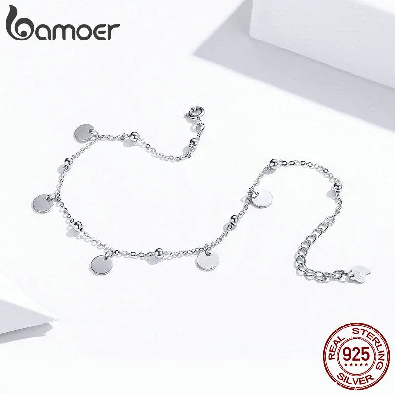 ✨ 925 Sterling Silver Beaded Anklet – Minimalist Summer Foot Jewelry!