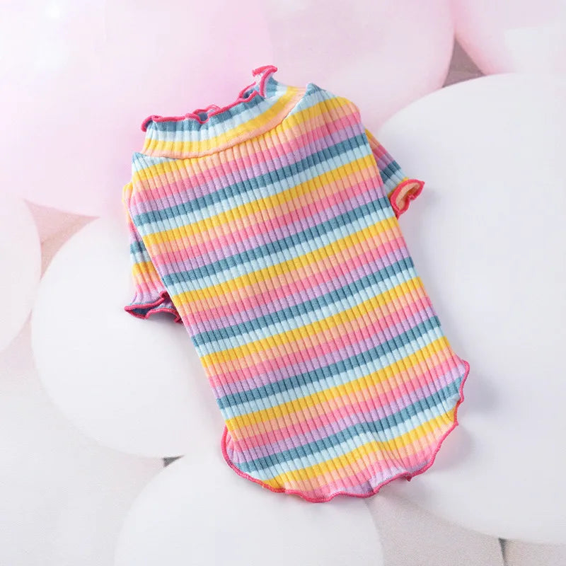 πΎ Colorful Stripe Sphynx Cat Vest Shirt β π± Soft Cotton Pet Clothes for Small Cats, Kittens & Dogs πΆπ½