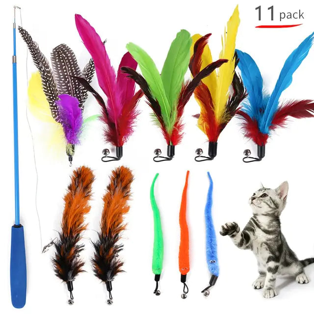 🪶🐱 Retractable Feather Toy – Interactive Fun for Indoor Cats!