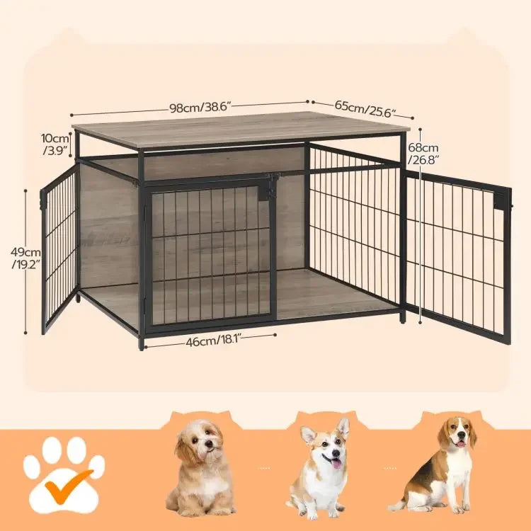 🏠 قفص كلاب فاخر XL/XXL/XXXL بتصميم خشبي أنيق وأبواب معدنية – المساحة والراحة لكلبك الكبير! 🐶💪