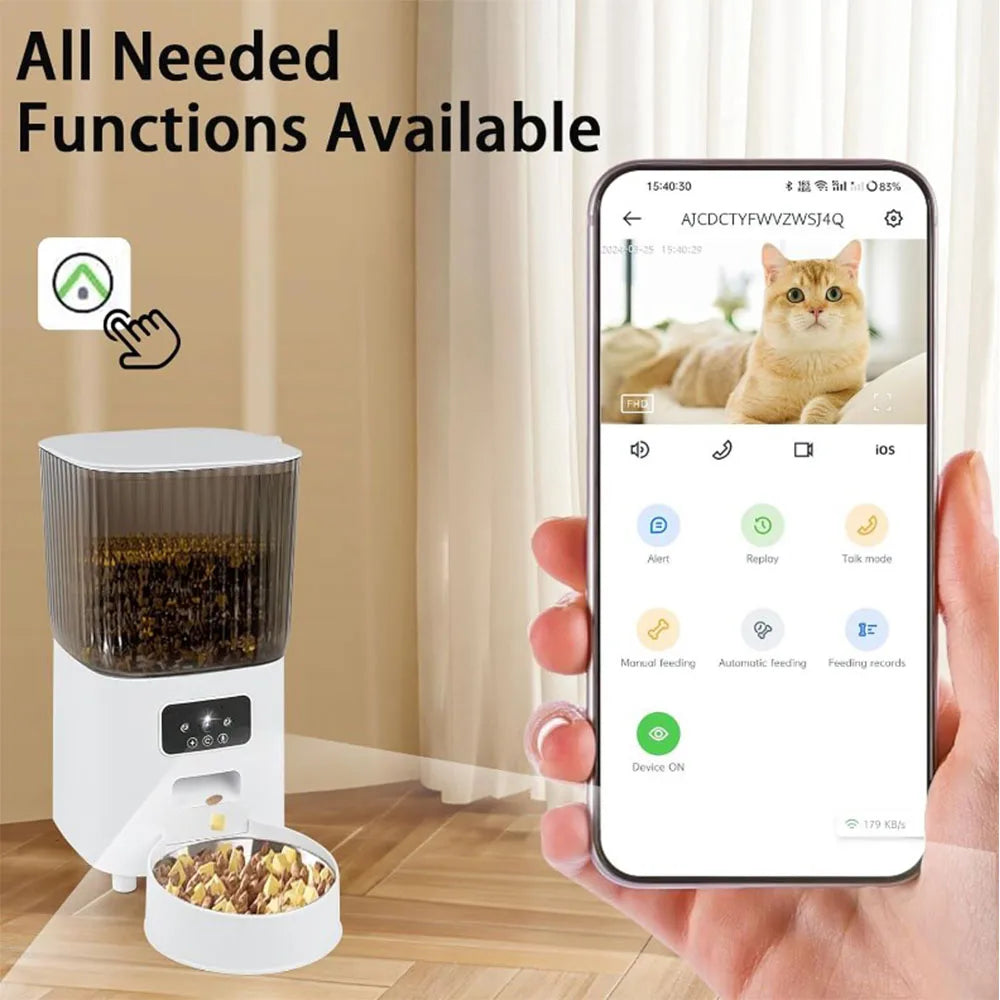 🤖 5L Smart Cat Feeder with Camera – Never Miss Mealtime Again!