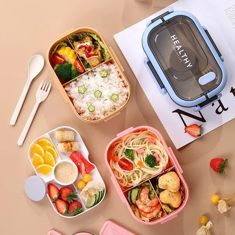 🌿 Eco-Friendly Lunch Box – Portable & Sectioned Wheat Straw Design! 🍱♻️