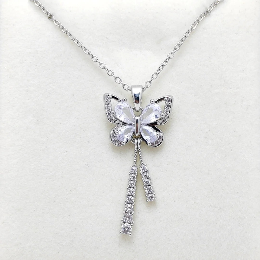 π¦β¨ Butterfly Tassel Necklace β Zircon & Titanium Steel, Elegant Gift for Her ππ
