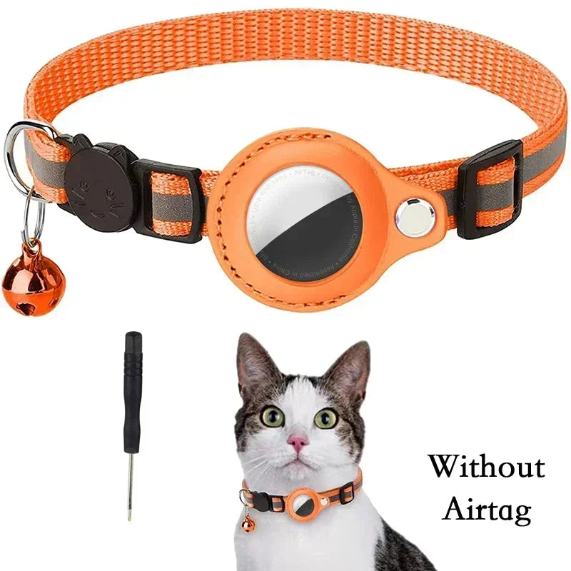 🐾 Reflective Anti-Lost Cat Collar w/ Airtag Case & Bell