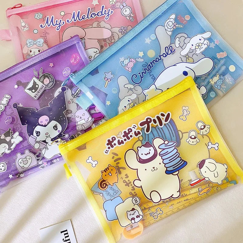 π A5 Mesh Zip Document Organizer β Melodie, Kuromi & Cinnamoroll Designs π