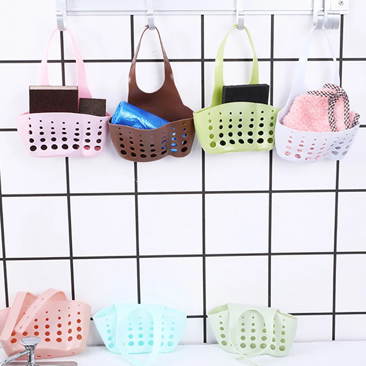Adjustable Sink Drain Basket Plastic Bag Useful Things For Kitchen Accessories Soap Sponge Hanging Organizer Usefull things
