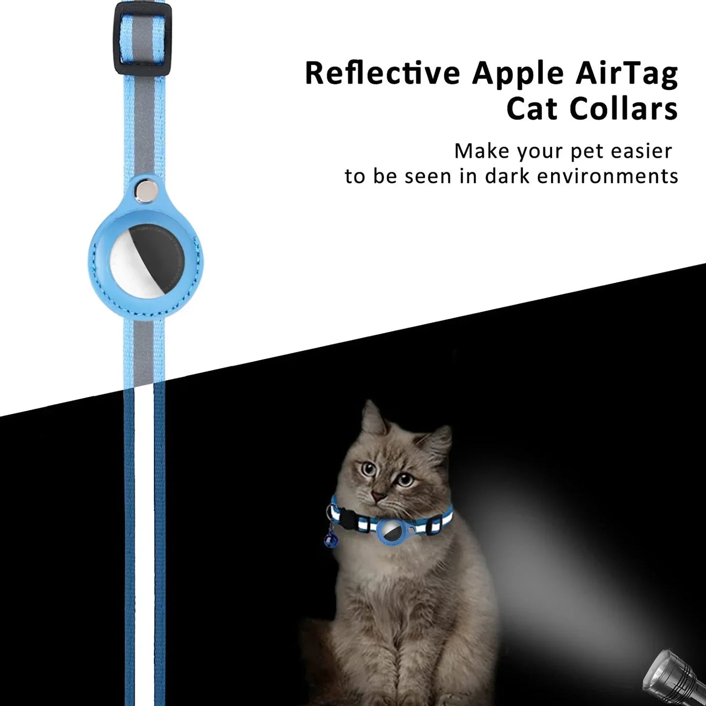 🐾 Reflective Anti-Lost Cat Collar w/ Airtag Case & Bell