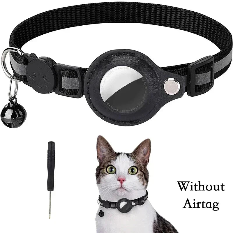🐾 Reflective Anti-Lost Cat Collar w/ Airtag Case & Bell