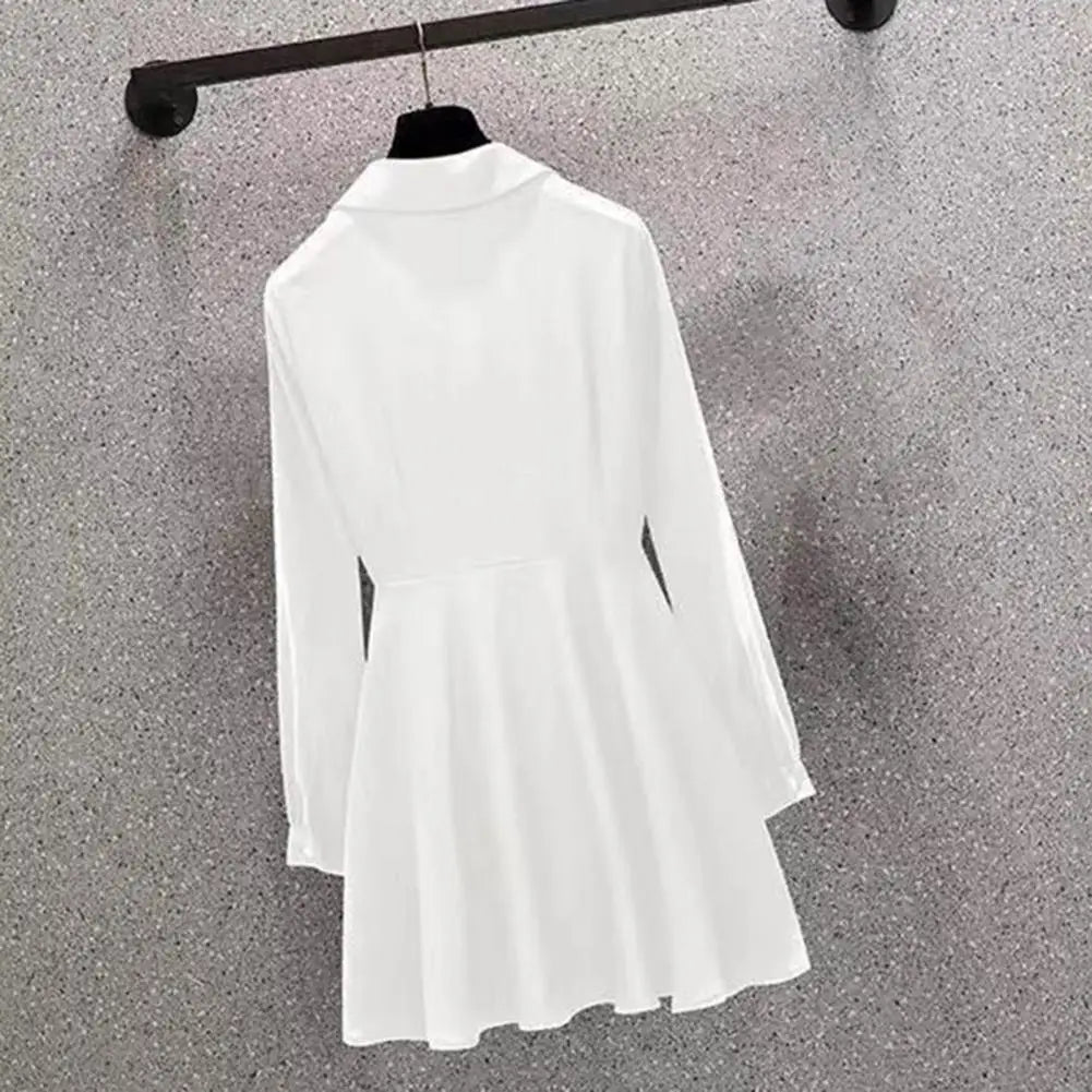 Plus Size Women's V-Neck Belted Shirt (M-4XL) – Stylish Lapel, Long Sleeves & Irregular Hem 🌸👗 Adjustable Fit for All!
