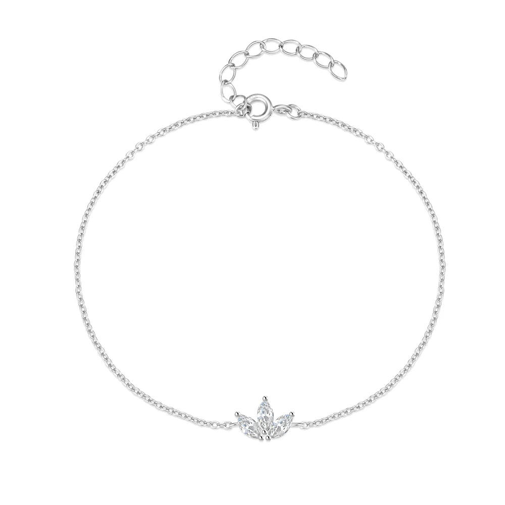 ๐ CANNER 925 Sterling Silver Marquise Crown Bracelet - Regal Minimalism