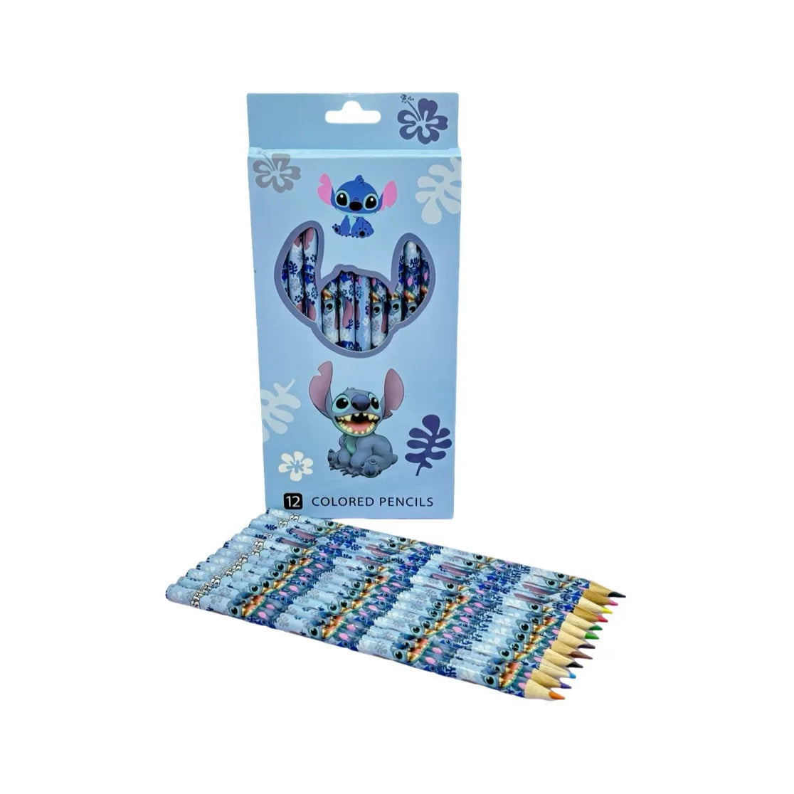 βοΈπ Disney Stitch Pencil Case β 12 Vibrant Colored Pencils with Awesome Cartoon Design! πΎπ