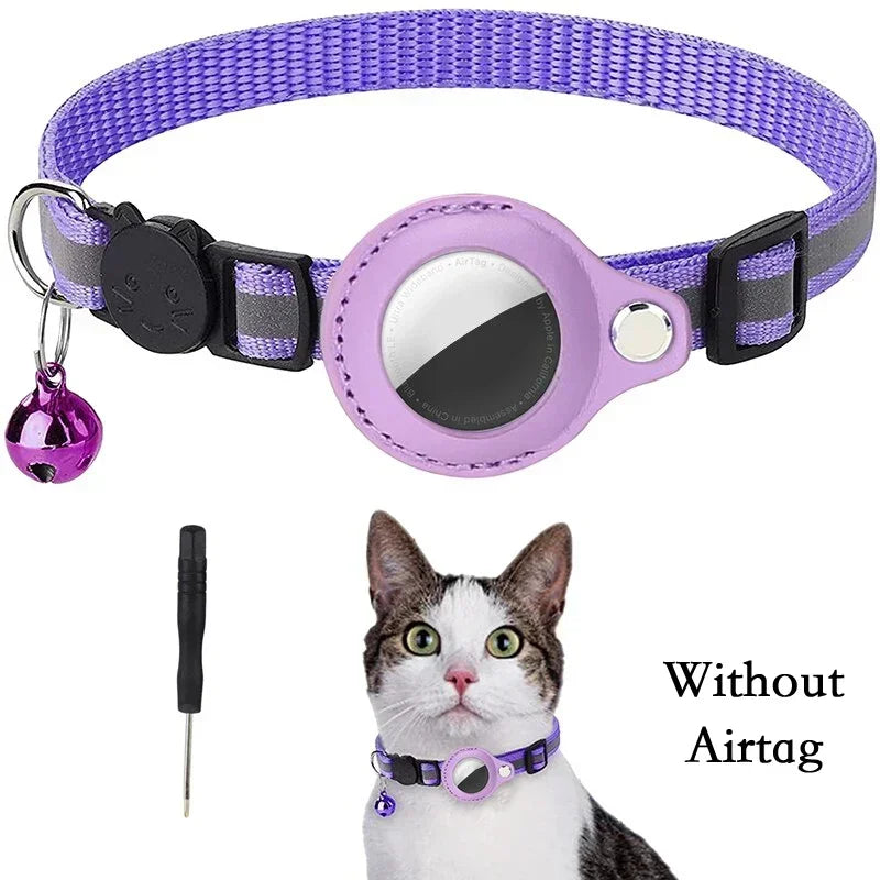 🐾 Reflective Anti-Lost Cat Collar w/ Airtag Case & Bell