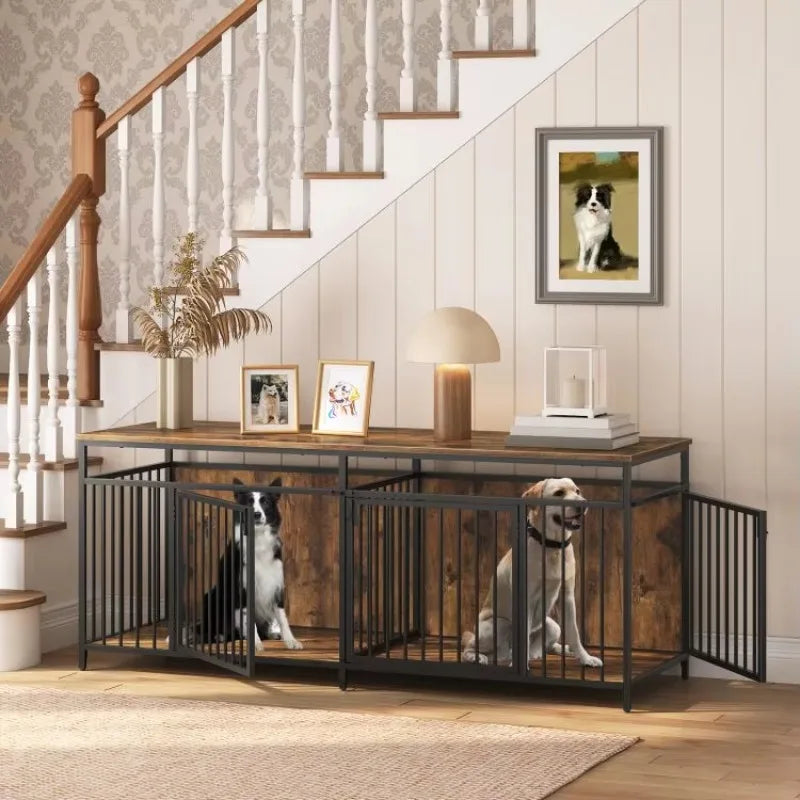 🏠 قفص كلاب فاخر XL/XXL/XXXL بتصميم خشبي أنيق وأبواب معدنية – المساحة والراحة لكلبك الكبير! 🐶💪
