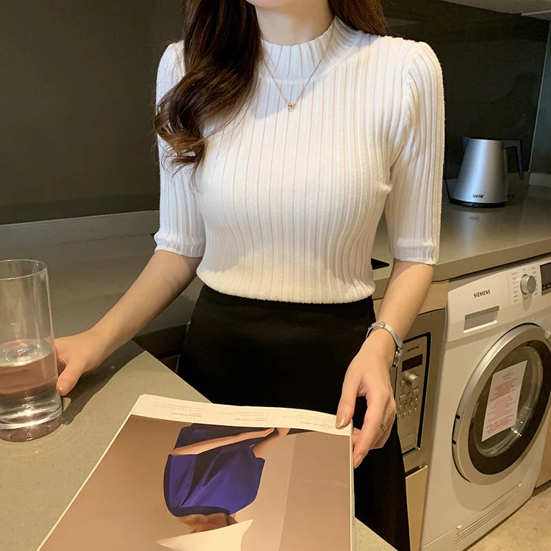 🌸 Women's Knit Blouse – Trendy Summer Top 2024 | Short Sleeve