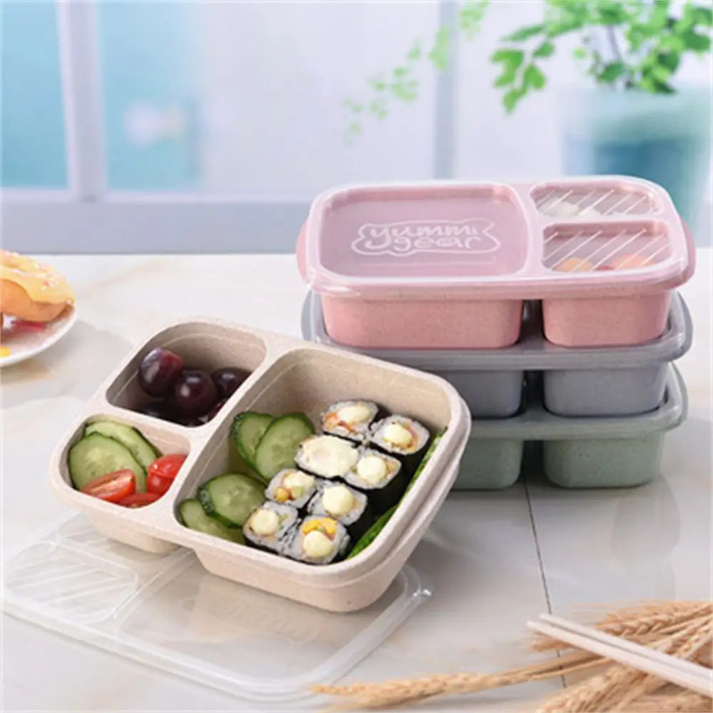 🌿 Eco-Friendly Lunch Box – Portable & Sectioned Wheat Straw Design! 🍱♻️