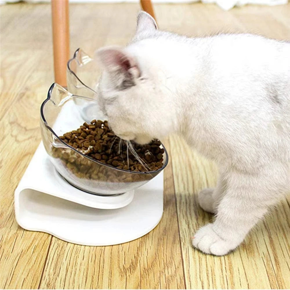 🐾🍽️ Non-Slip Double Pet Bowl – Tilted Stand for Easy Feeding & Drinking! 🐶🐱💧