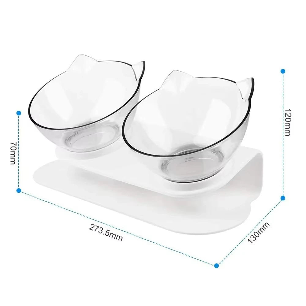 🐾🍽️ Non-Slip Double Pet Bowl – Tilted Stand for Easy Feeding & Drinking! 🐶🐱💧