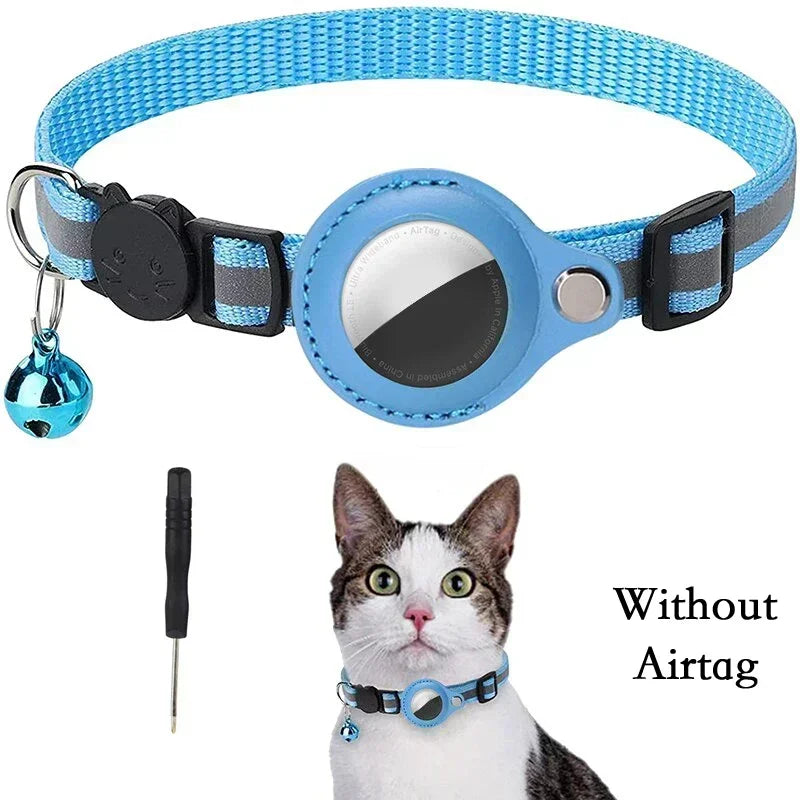🐾 Reflective Anti-Lost Cat Collar w/ Airtag Case & Bell