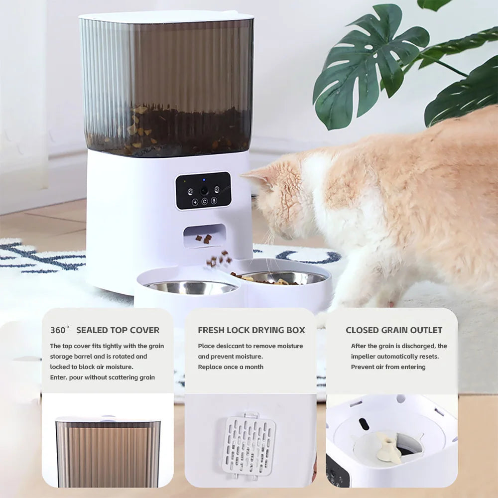 π·πΎ Smart Auto Feeder with Camera β 5L Double Bowls, Voice Control & Video Monitoring! π±πΆπ½οΈπ₯