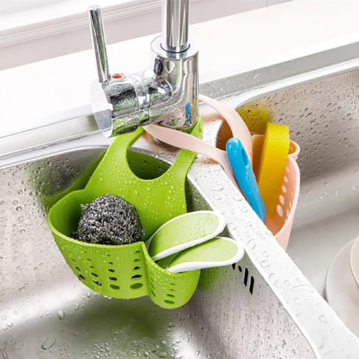 Adjustable Sink Drain Basket Plastic Bag Useful Things For Kitchen Accessories Soap Sponge Hanging Organizer Usefull things