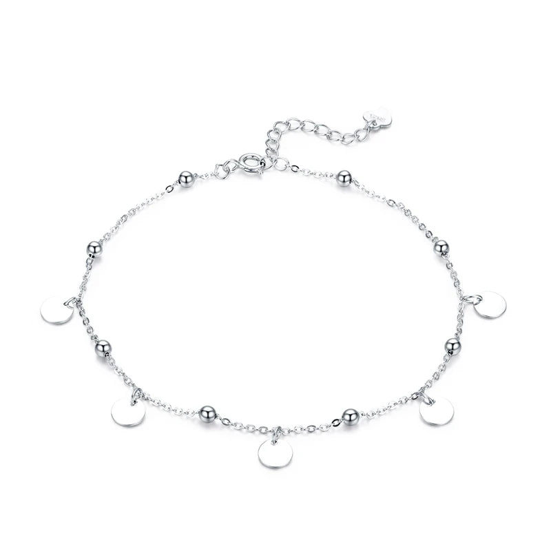 ✨ 925 Sterling Silver Beaded Anklet – Minimalist Summer Foot Jewelry!