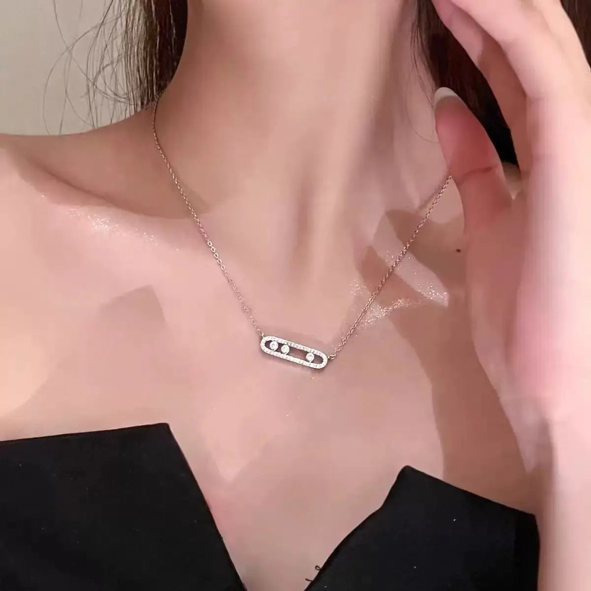 ๐ Paperclip Full Diamond Necklace โ Where Minimalism Meets Brilliance!
