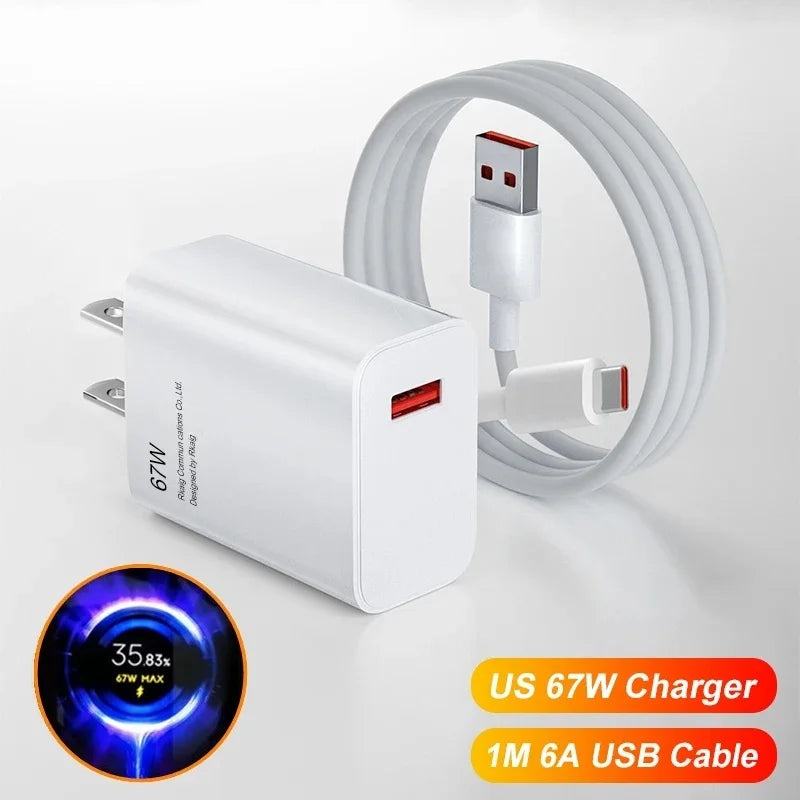 π Xiaomi 67W Turbo Charger Original β Fast EU/US Plug + Type-C Cable
