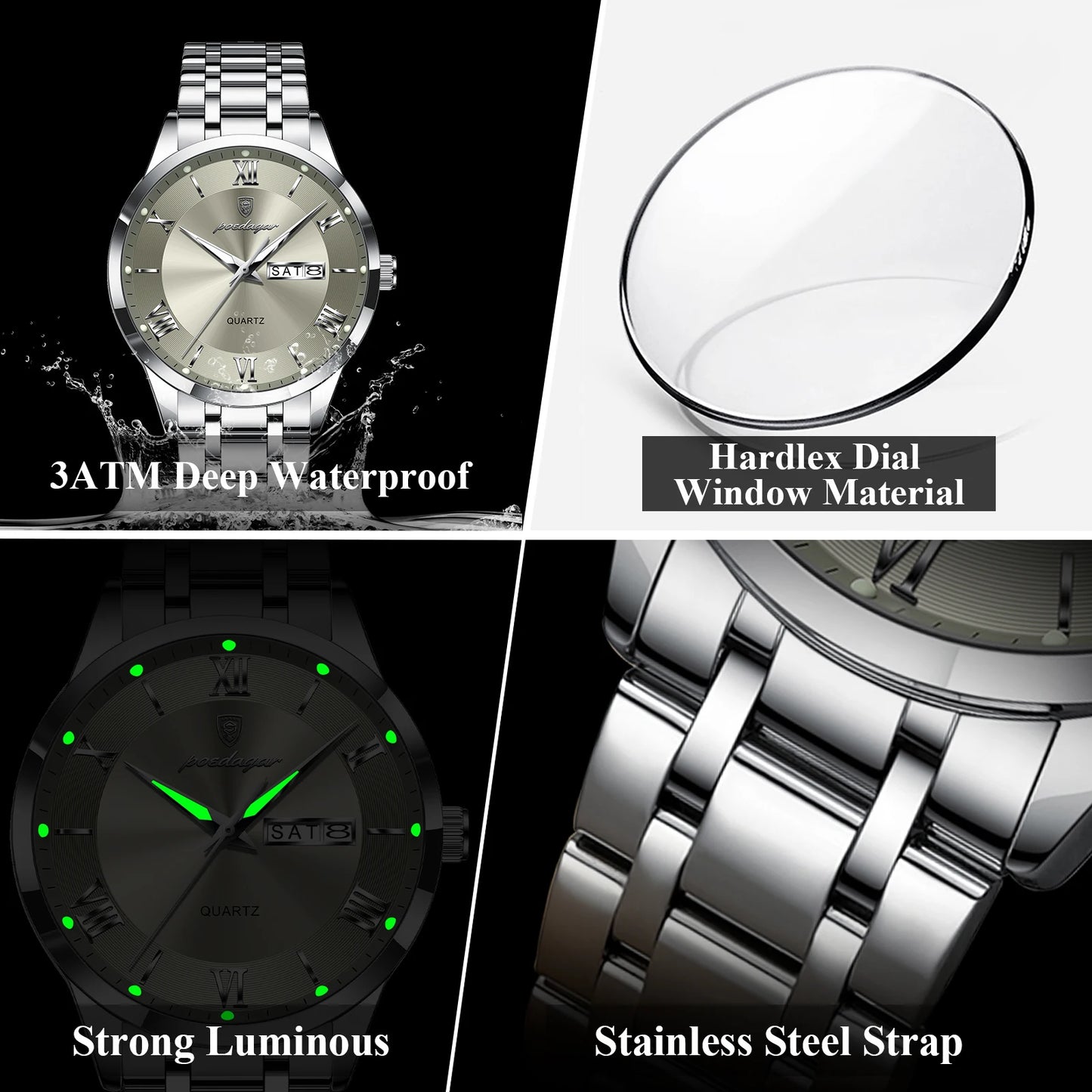 ⌚ POEDAGAR Men's Executive Watch – Precision Meets Power Dressing