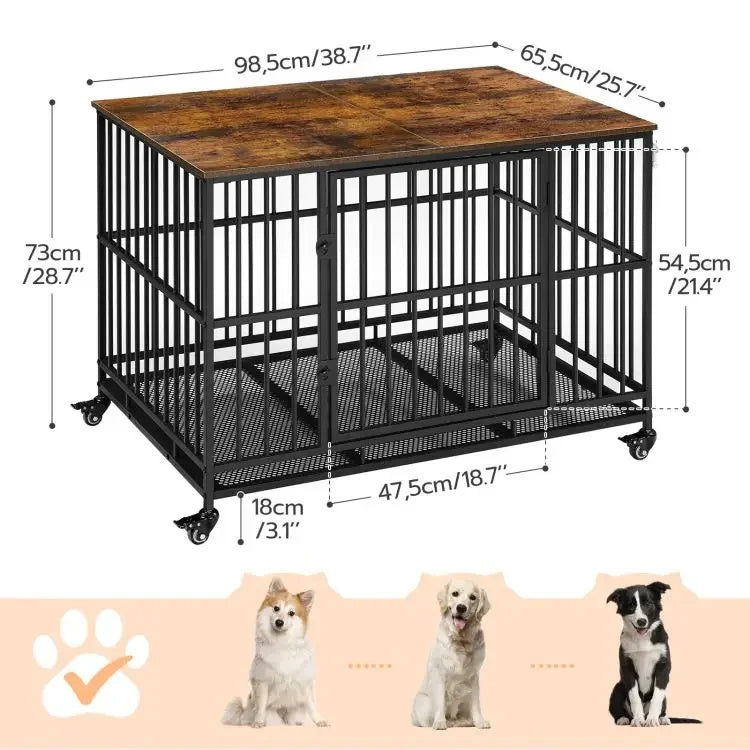 🏠 قفص كلاب فاخر XL/XXL/XXXL بتصميم خشبي أنيق وأبواب معدنية – المساحة والراحة لكلبك الكبير! 🐶💪