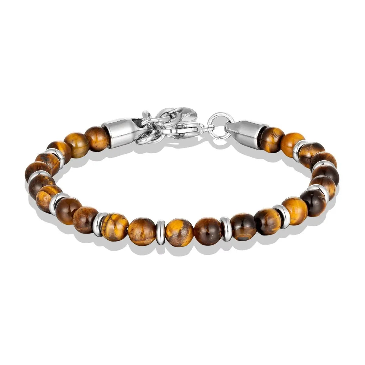 🔥 6mm Tiger Eye Bead Bracelet – Natural Stone Power + Stainless Steel Strength