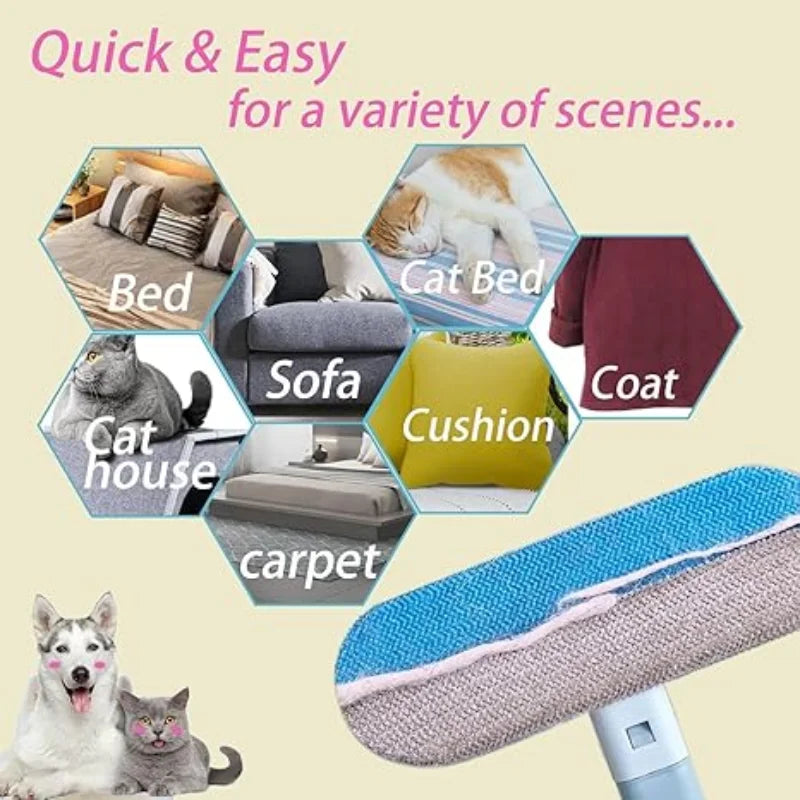 2 In 1 Pet Hair Remover Brush Long Handle Home Window Sofas Cleaning Brush Pet Fur Cleaning Tool Manual Cat Dog Dust Collector