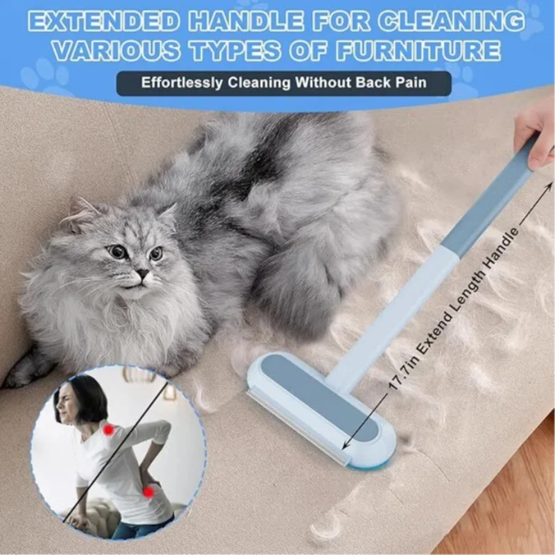 2 In 1 Pet Hair Remover Brush Long Handle Home Window Sofas Cleaning Brush Pet Fur Cleaning Tool Manual Cat Dog Dust Collector
