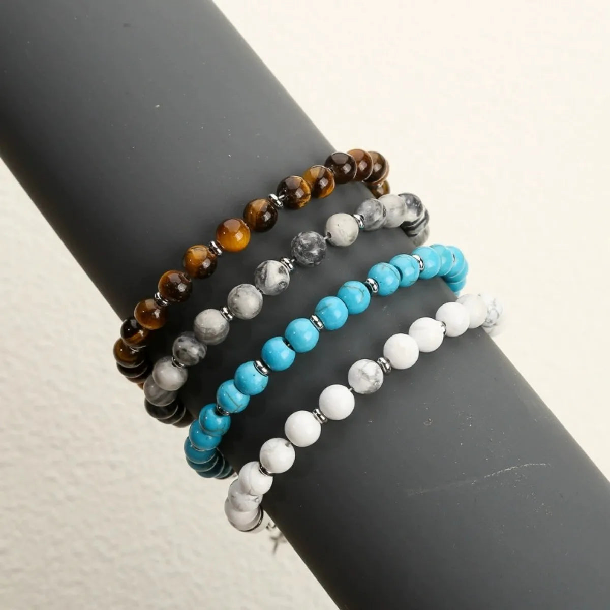 🔥 6mm Tiger Eye Bead Bracelet – Natural Stone Power + Stainless Steel Strength