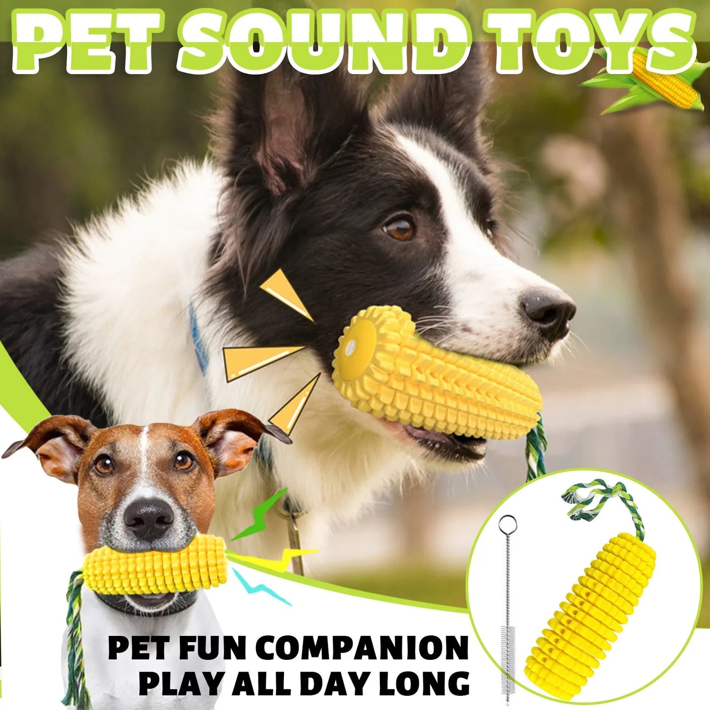 Dog Chew Toys For Aggressive Chewers Tough Durable Squeaky Interactive Dog Toys Puppy Teeth Chew Corn Stick Toy For Small Large