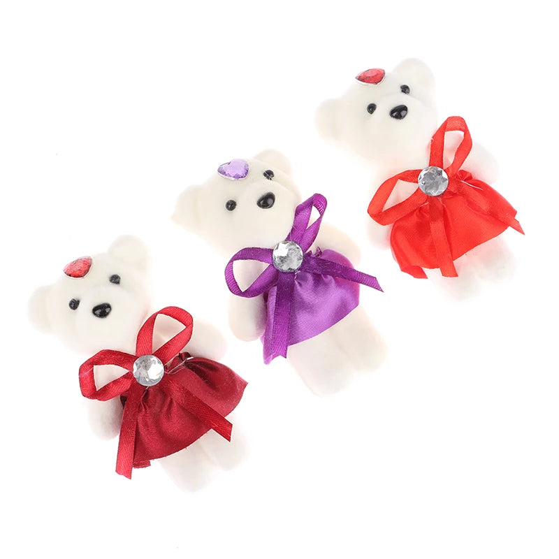 10PCS Small Teddy Bear Plush Doll Birthday Flower Bouquet Cartoon Bear Wedding Valentine's Day Decoration Christmas Gift Kid Toy