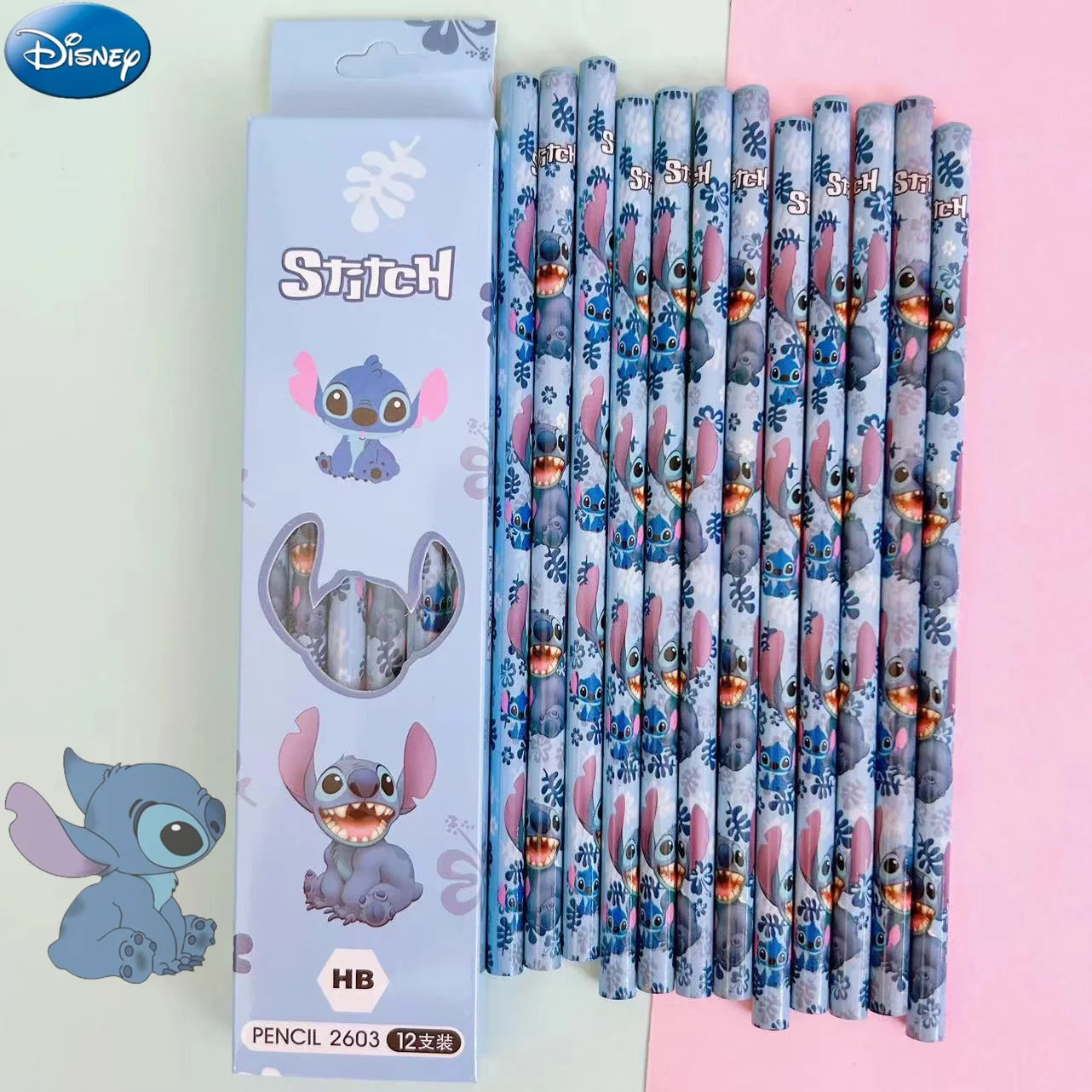 βοΈπ Disney Stitch Pencil Case β 12 Vibrant Colored Pencils with Awesome Cartoon Design! πΎπ