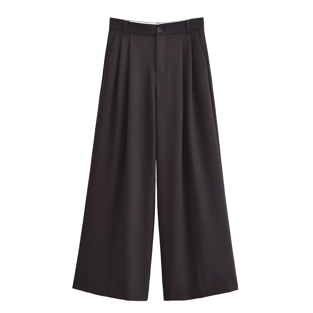 Tangada Women Black Wide Leg Suit Pants Trousers Lady Pants 6P0109