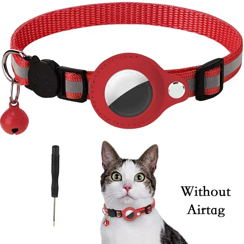 🐾 Reflective Anti-Lost Cat Collar w/ Airtag Case & Bell