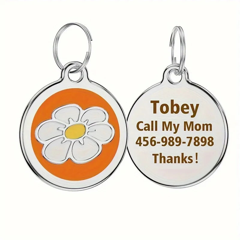 ๐ผ Personalized Daisy Pet ID Tag โ Custom Name Pendant for Cats & Dogs ๐พ