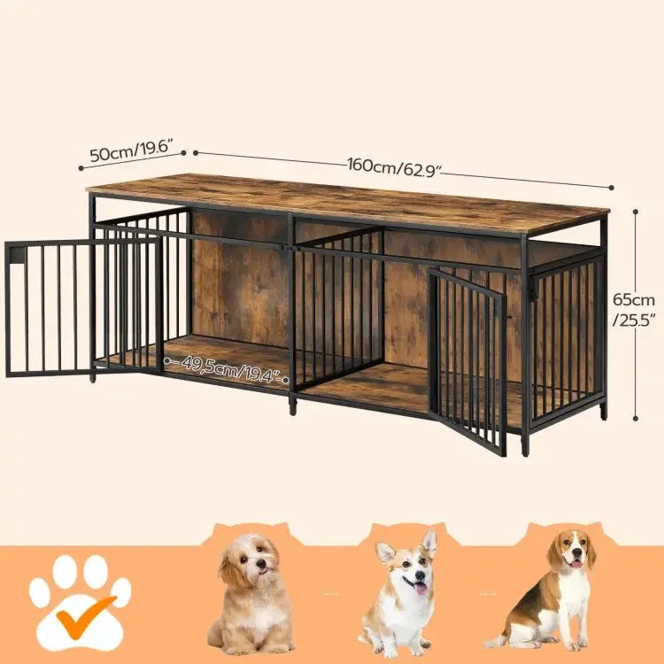 🏠 قفص كلاب فاخر XL/XXL/XXXL بتصميم خشبي أنيق وأبواب معدنية – المساحة والراحة لكلبك الكبير! 🐶💪