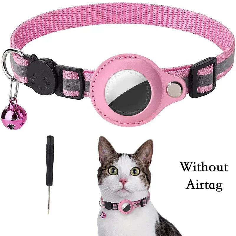 🐾 Reflective Anti-Lost Cat Collar w/ Airtag Case & Bell