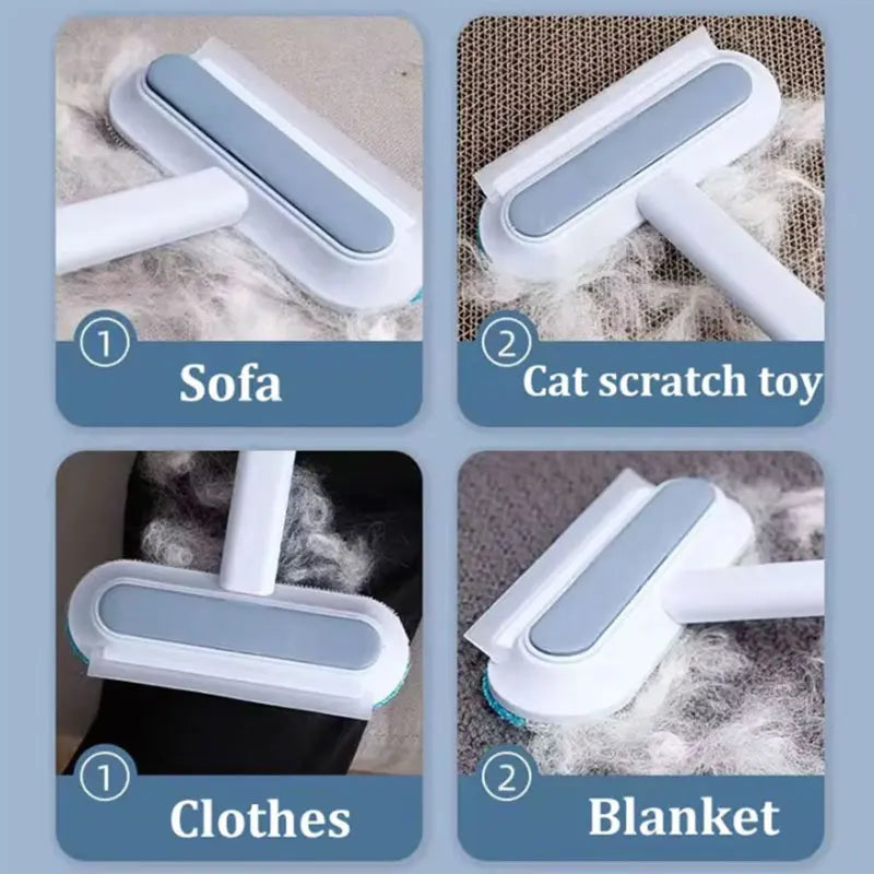 2 In 1 Pet Hair Remover Brush Long Handle Home Window Sofas Cleaning Brush Pet Fur Cleaning Tool Manual Cat Dog Dust Collector