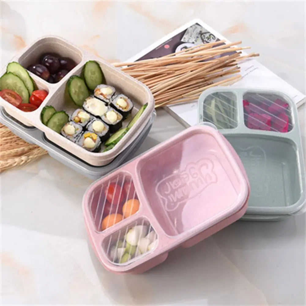 🌿 Eco-Friendly Lunch Box – Portable & Sectioned Wheat Straw Design! 🍱♻️