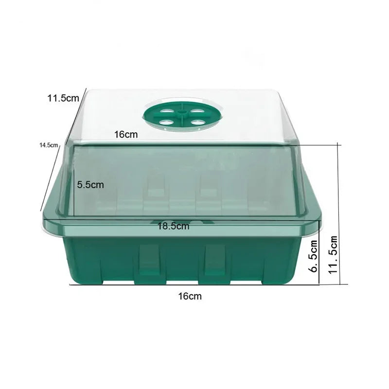 12 Holes Seed Starter Tray Green Plant Kit And Base Mini Greenhouse Germination Kit For Seeds Growing Starting Seedling Tray