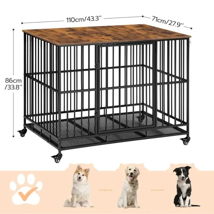 🏠 قفص كلاب فاخر XL/XXL/XXXL بتصميم خشبي أنيق وأبواب معدنية – المساحة والراحة لكلبك الكبير! 🐶💪